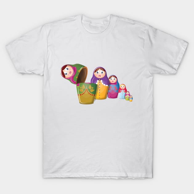 Wooden Russian Dolls T-Shirt by nickemporium1